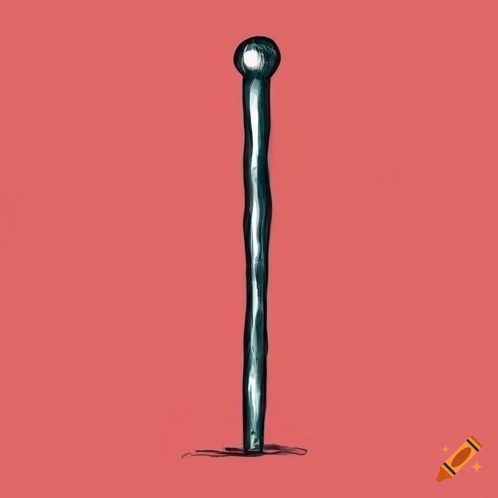 Simple hand-drawn illustration of a long red metal rod