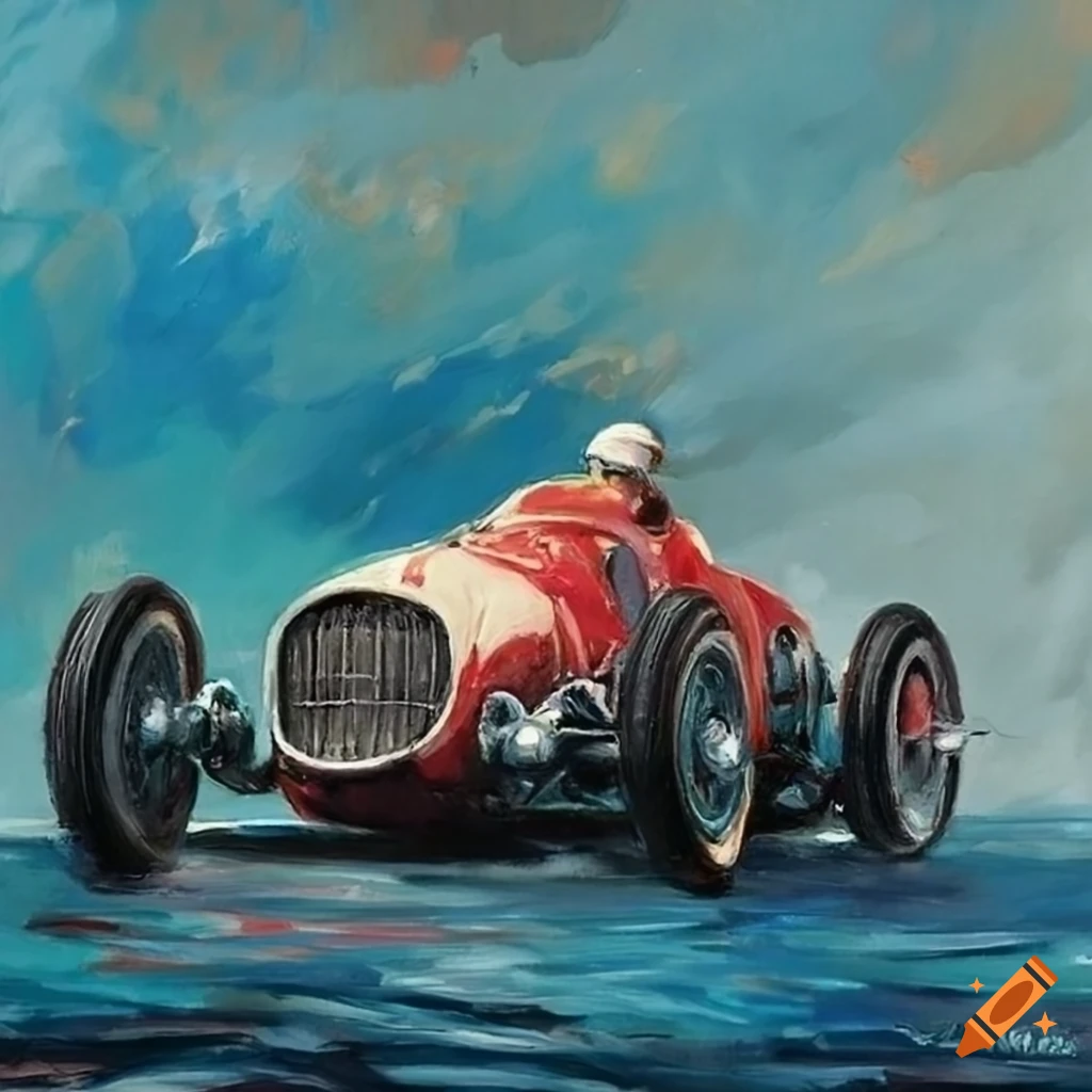 1936 Monaco Grand Prix Mercedes Benz Carraciola Rain King painting by John Ketchell