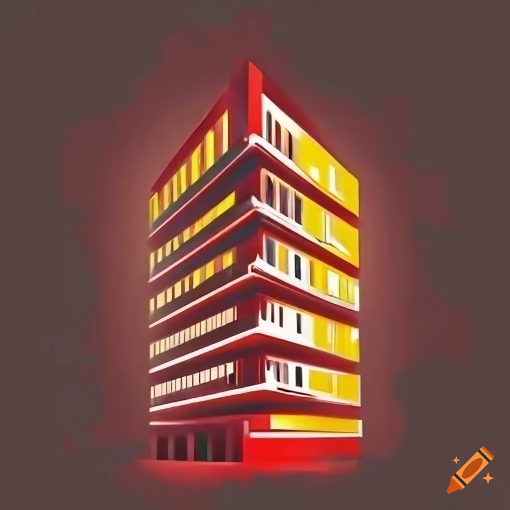 Modern red and yellow building logo design
