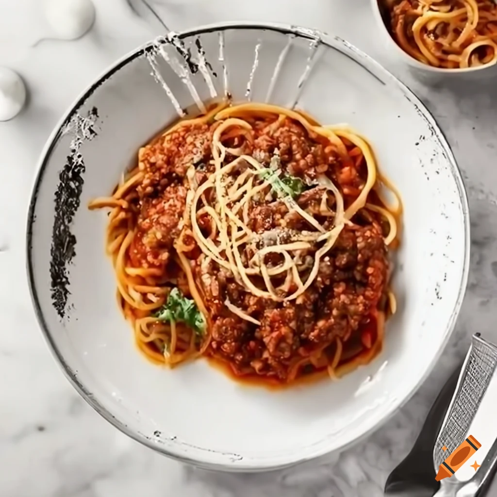 Delicious spaghetti Bolognese in an Italian kitchen