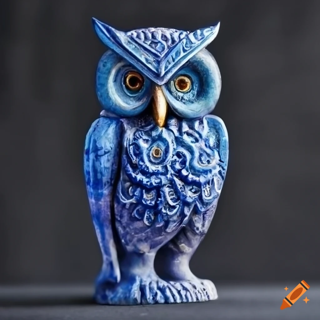 Lapis carved depiction of Tzeench in owl form