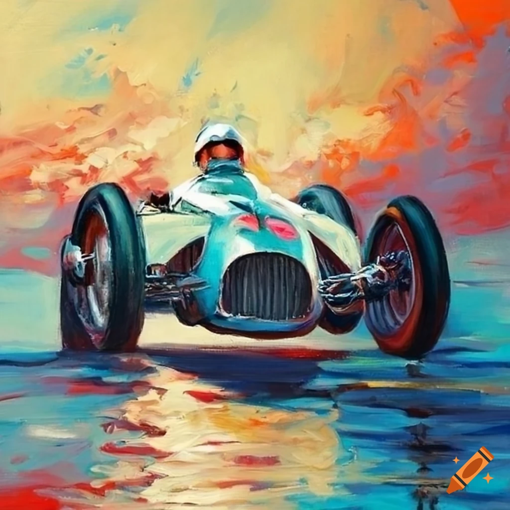 1936 Monaco Grand Prix Mercedes Benz Carraciola in the rain, inspired by John Ketchell