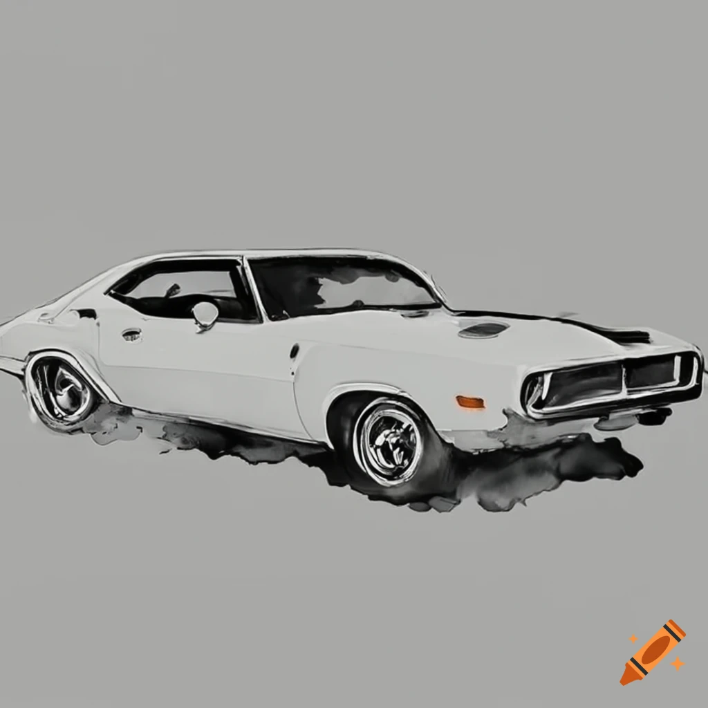 White 1970 Dodge Challenger heading towards viewer