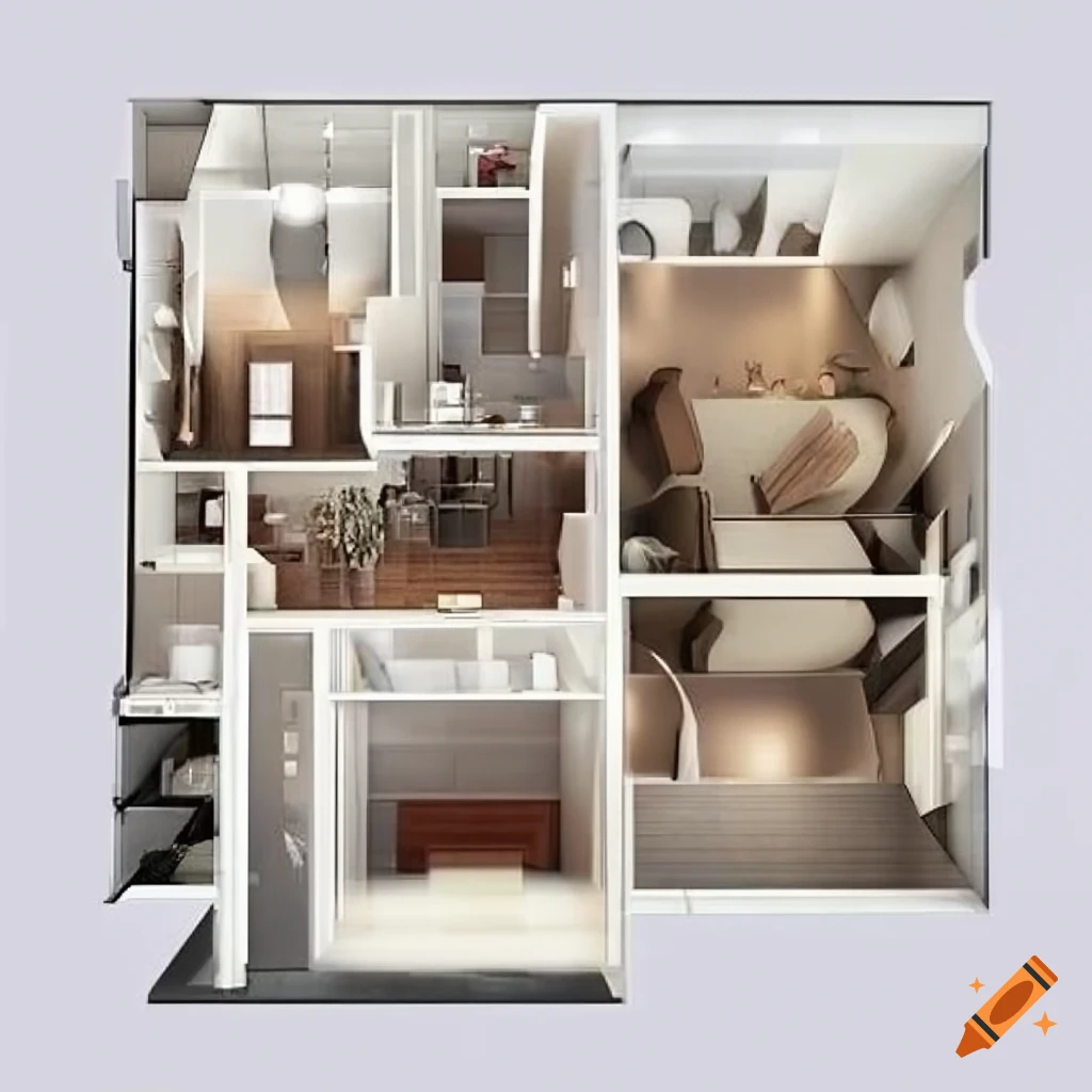 Floor plan for 80x40 ft space with luxury apartments, sky bar, and stairs