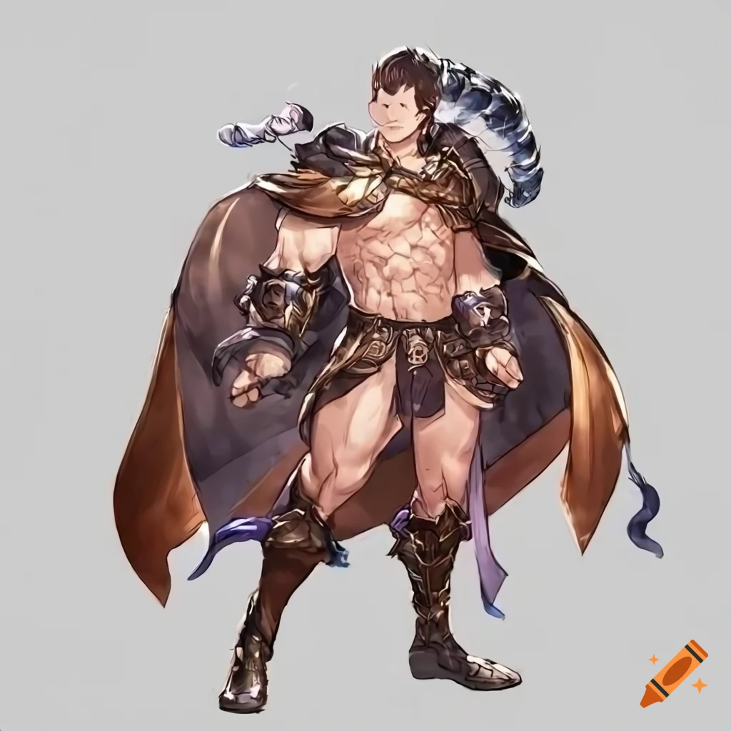 Male muscle gladiator character in Granblue Fantasy style