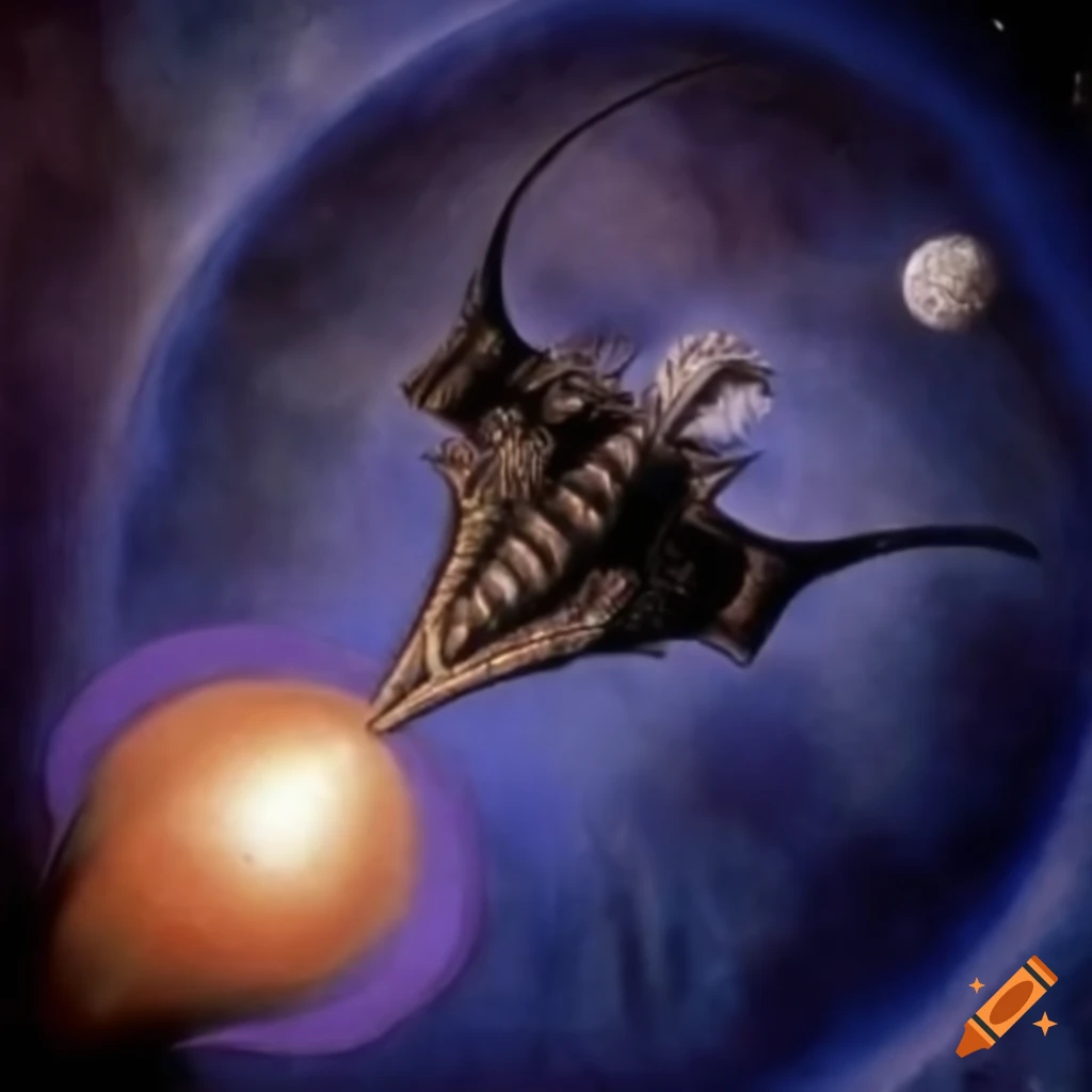 Babylon 5 artwork in the style of Bruce Pennington