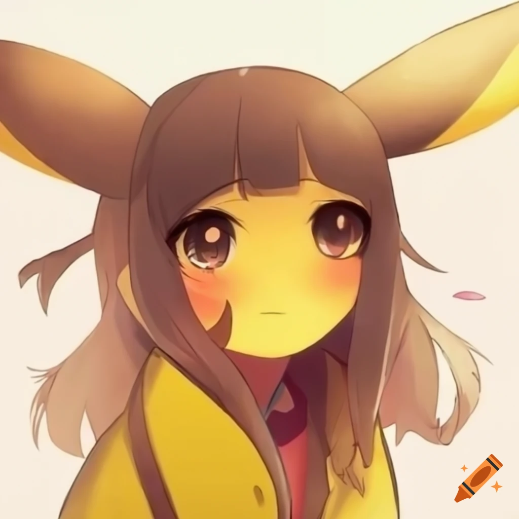 Pikachu with long brown hair