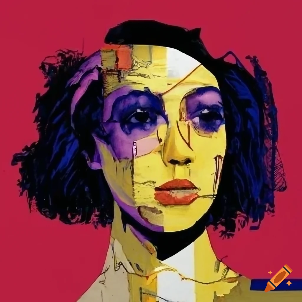 Edouard Privee style collage with clear details and random colors