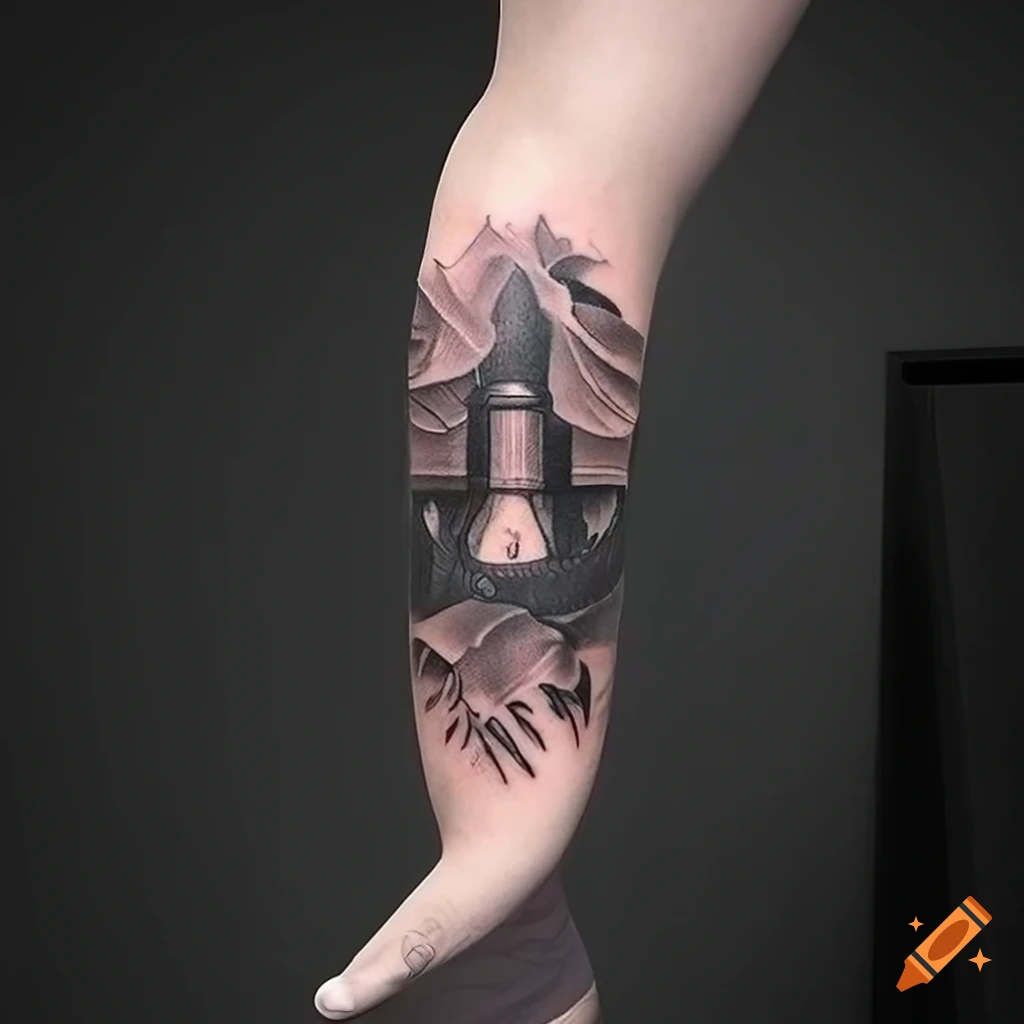 Desert landscape with flowing sands for black ink sleeve tattoo