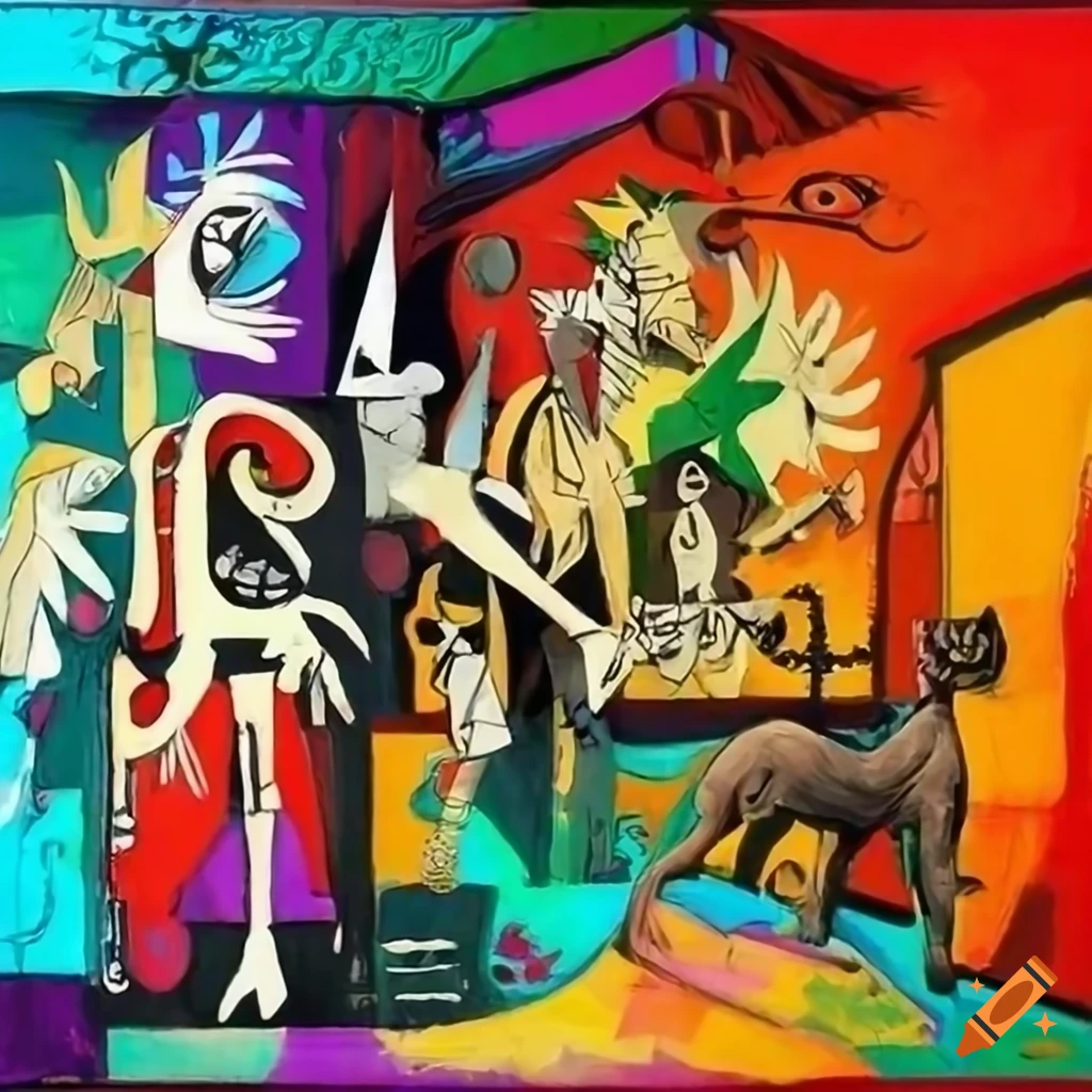 Reinterpretation of Guernica artwork using street art