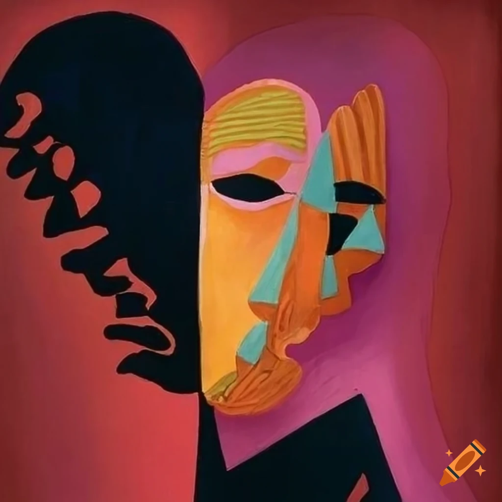 Artistic blend of Demoiselles d'Avignon, Picasso, James Woods, Marimekko, and Max Ernst
