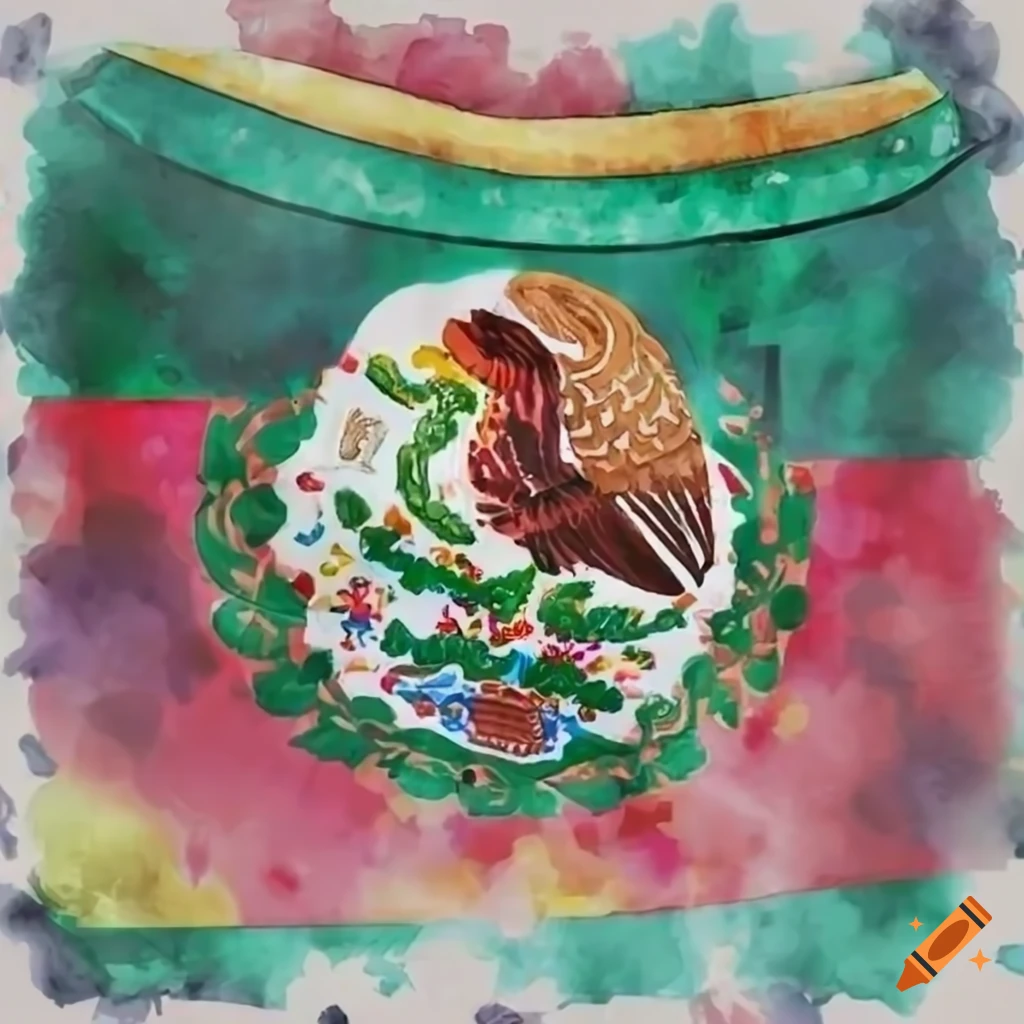 Colorful Mexico Flag with sombrero design elements