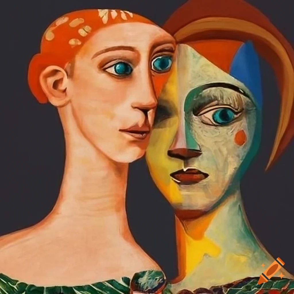 Artistic blend of Demoiselles d'Avignon, Picasso, James Woods, Marimekko, and Max Ernst