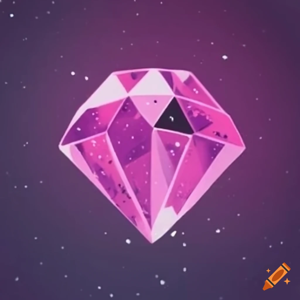 Pink diamond shining among stars in a galaxy