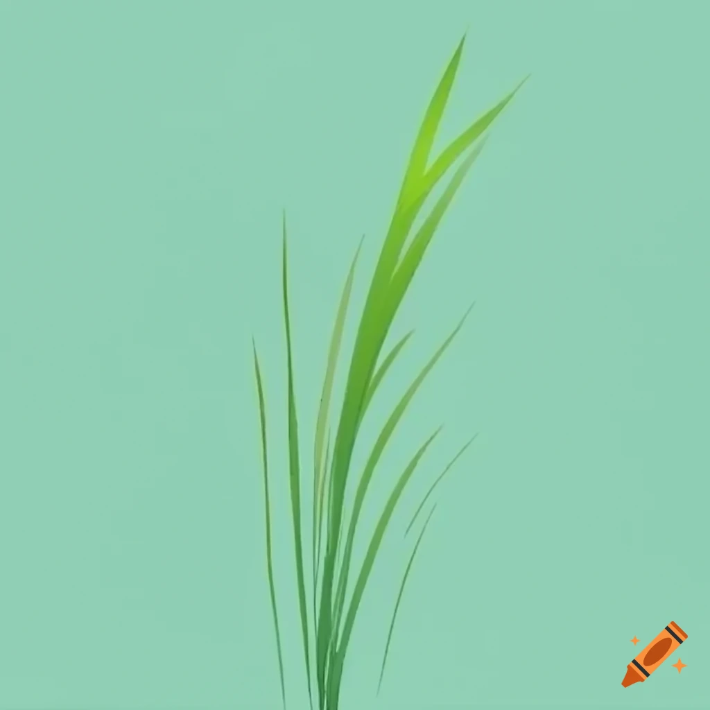 Anime-style grass bunch on transparent background with varied color and length