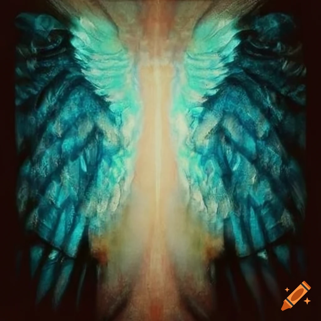 Retro abstract ethereal wings art from the 1950s