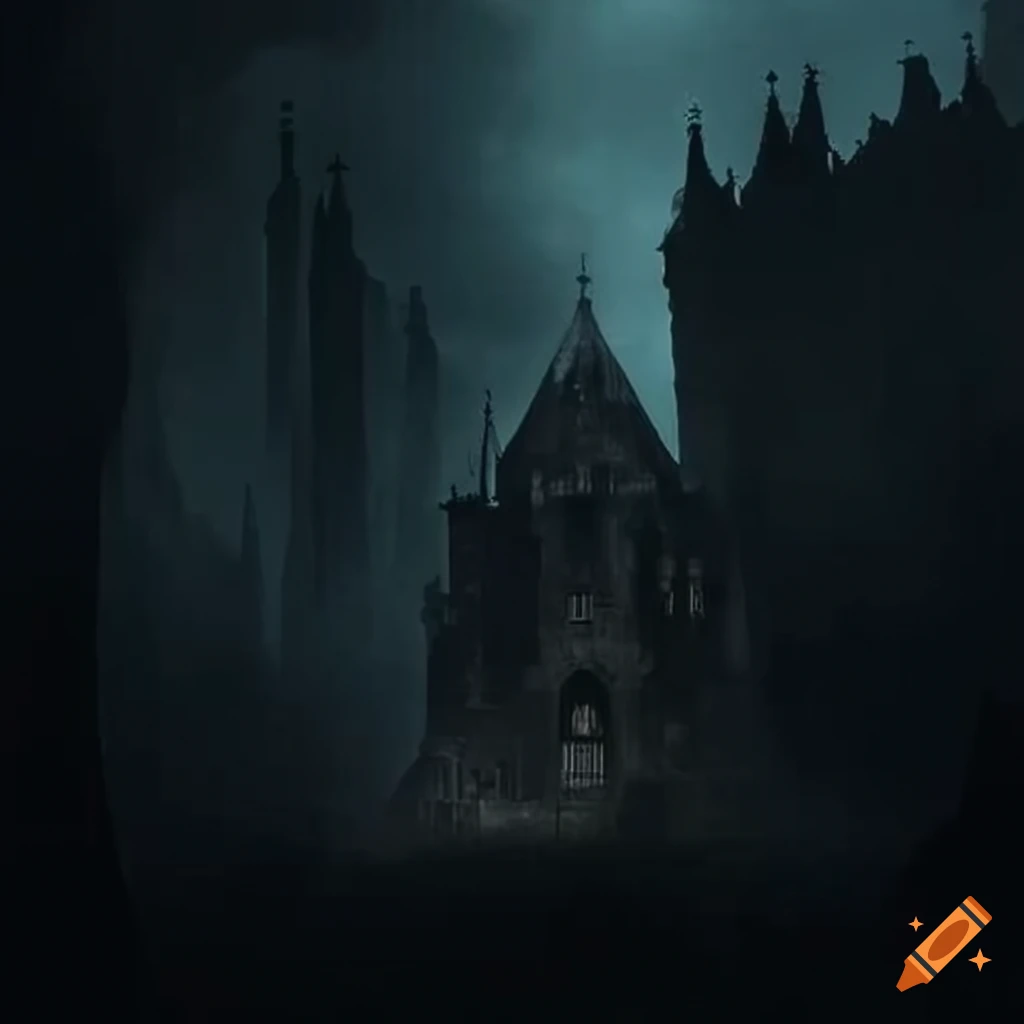 Dark baroque city with a castle where the king lives