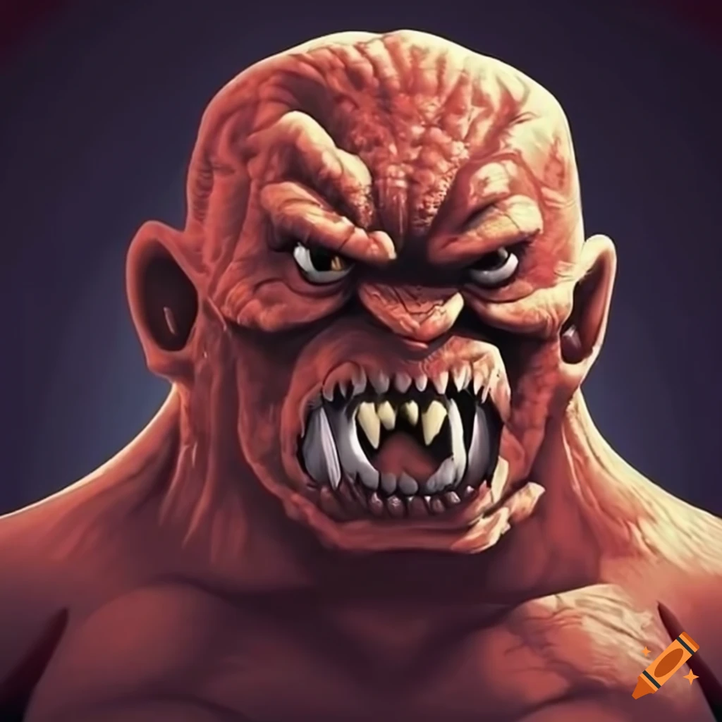 Angry monster character on Craiyon