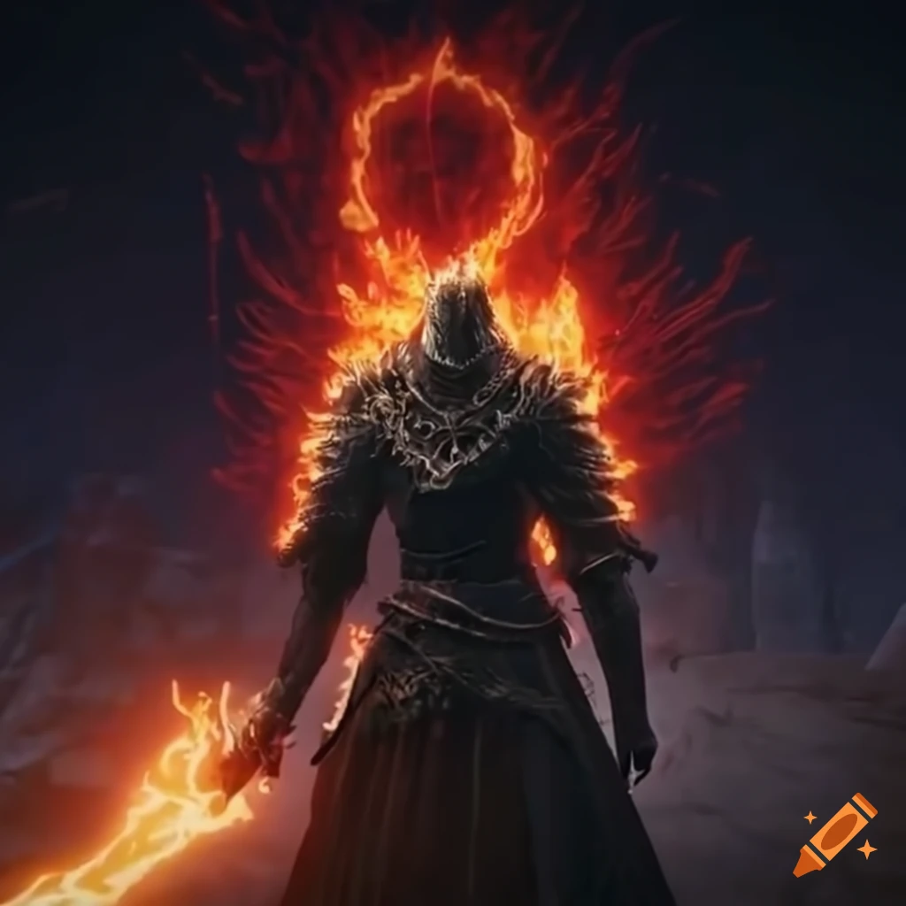 Boss Tebrebra the Fallen Flame in Elden Ring style