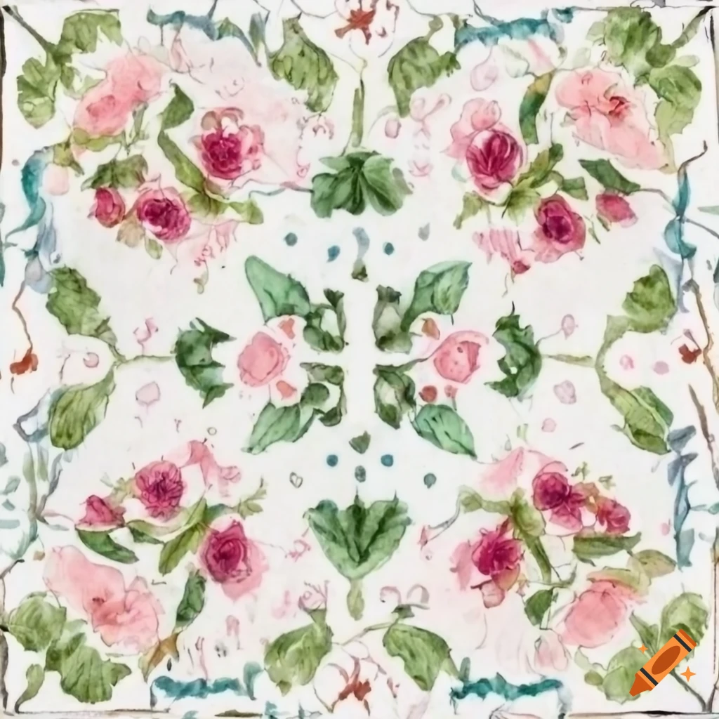 Intricately detailed watercolor roses inspired by Elsa Beskow on a white background