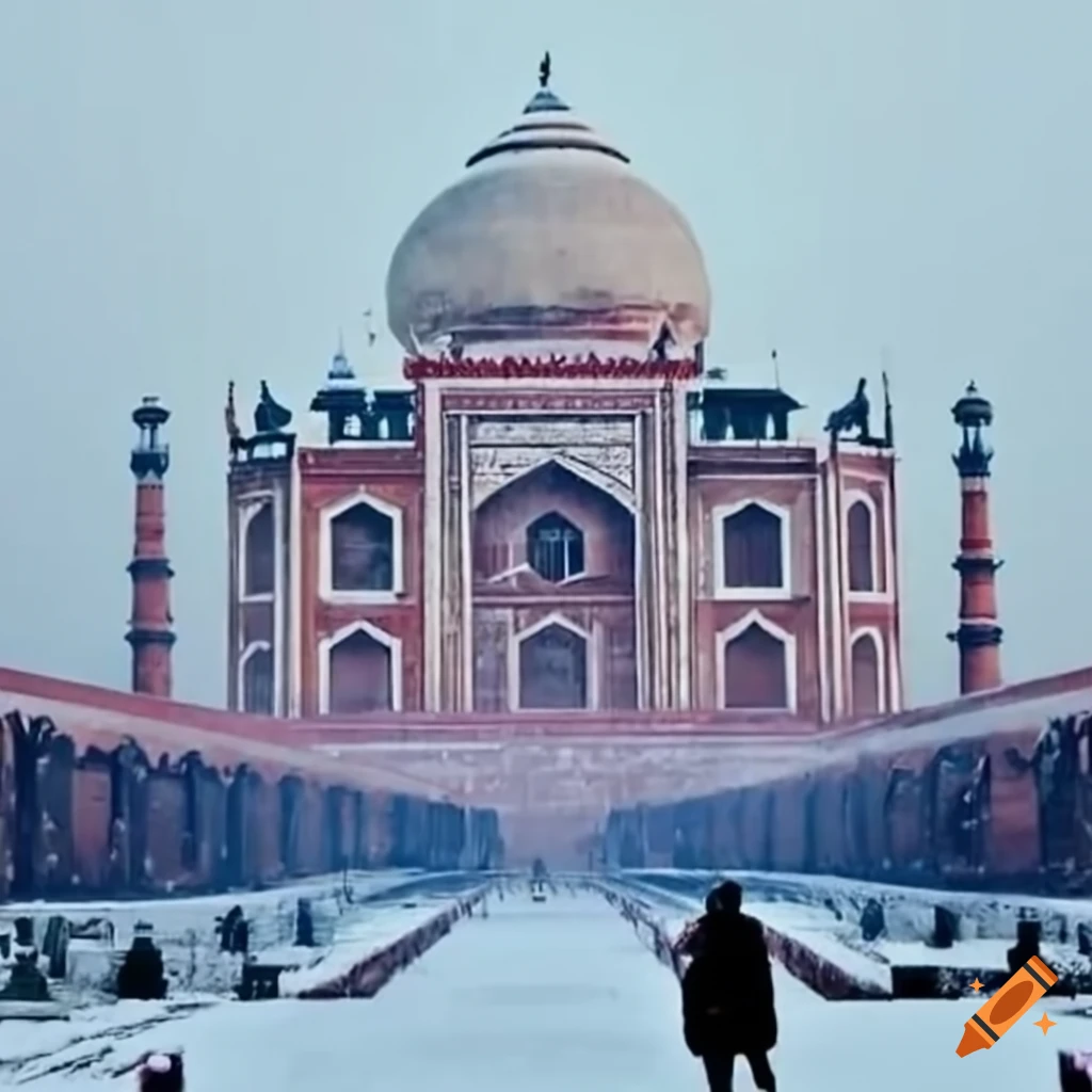 Snowfall covering monuments in Delhi