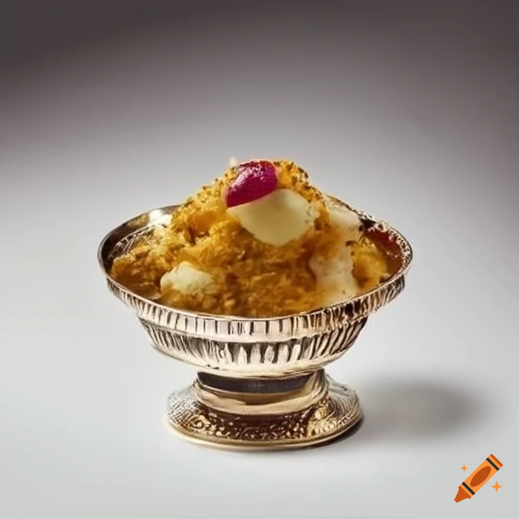 Luxurious silver bowl of Indian dessert
