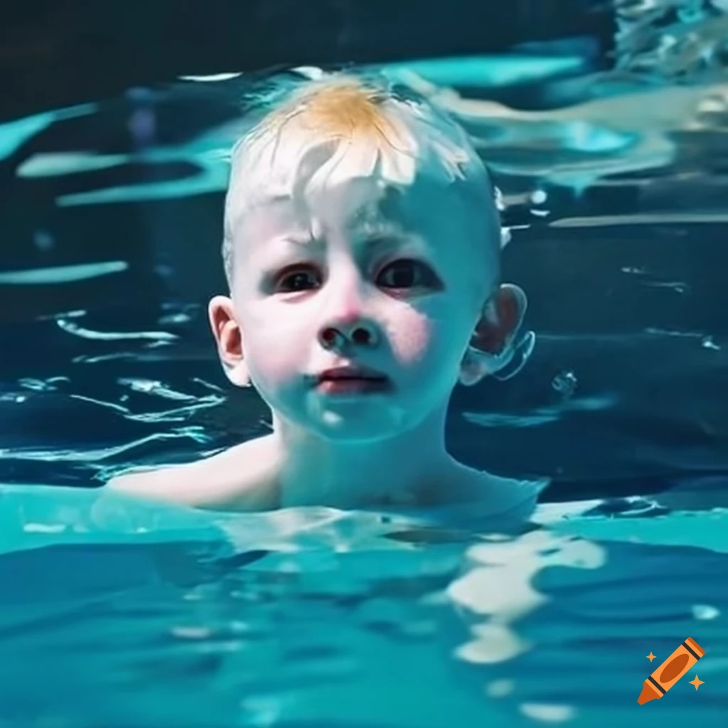 Child swimming underwater in a pool