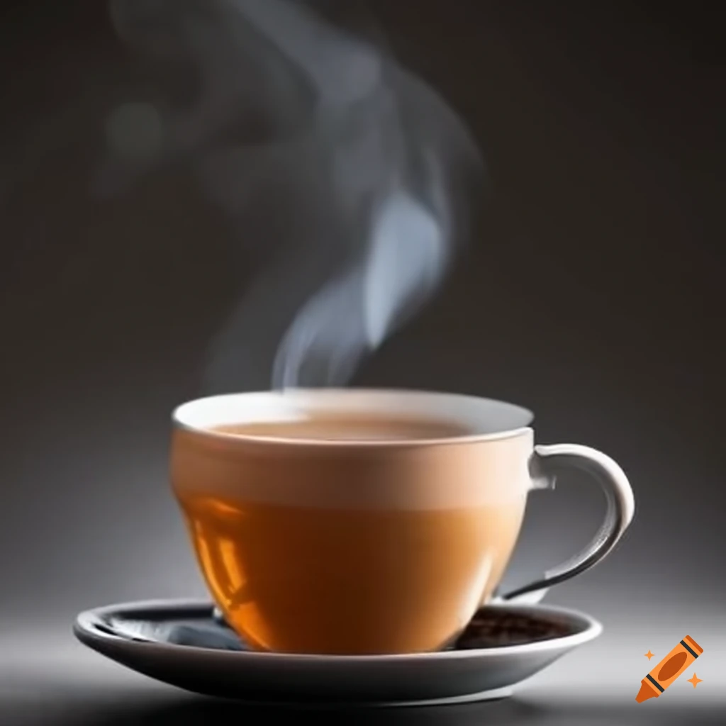 Steaming chai tea cup with delicate decorations