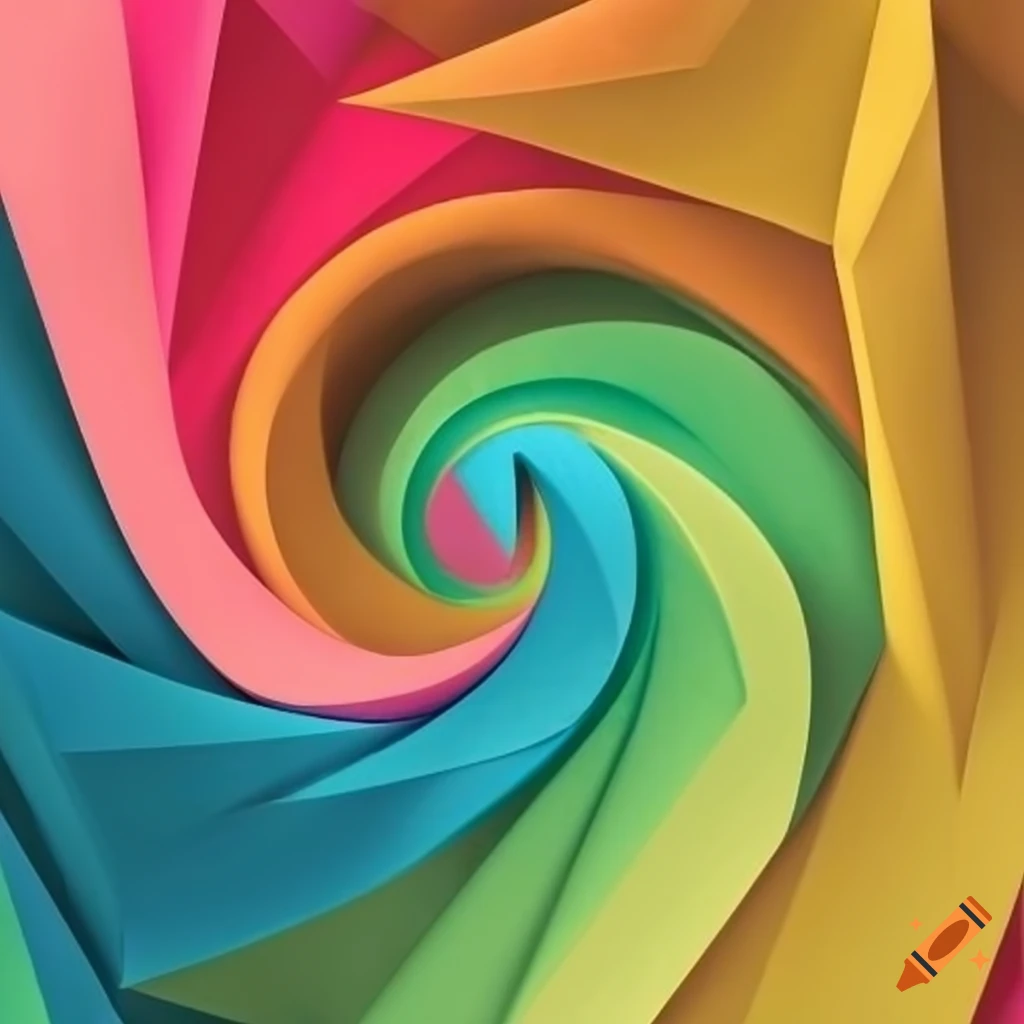 Vibrant abstract design of overlapping multi-colored papers