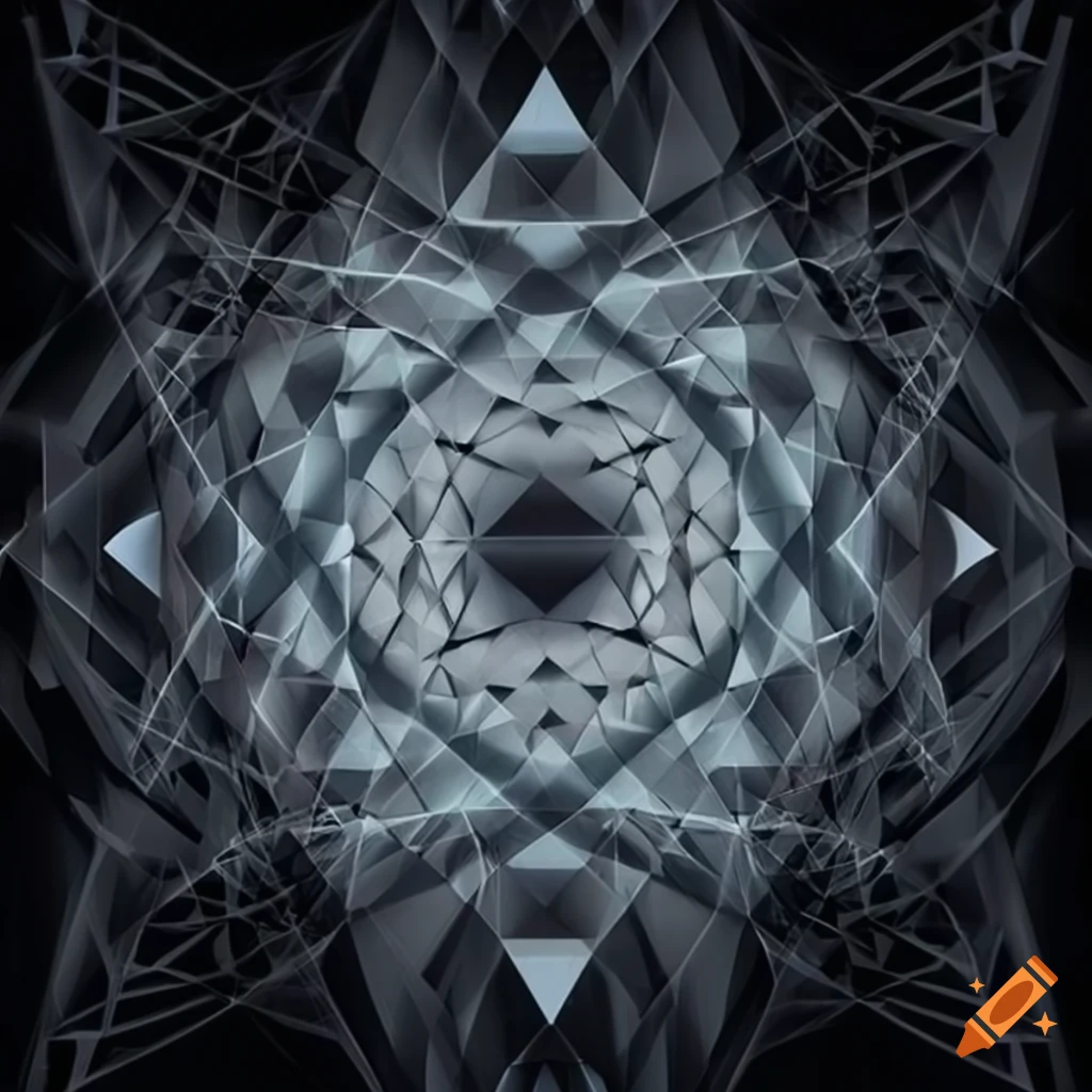 Abstract interconnected silver triangles design