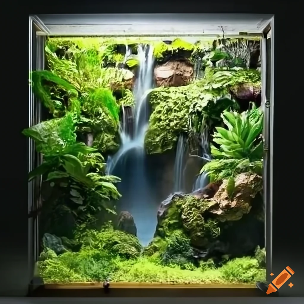 Paludarium with cave waterfall design