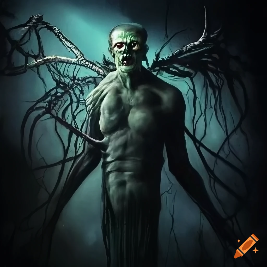 Dramatic abstract painting of Frankenstein's Monster and a Wendigo in ...