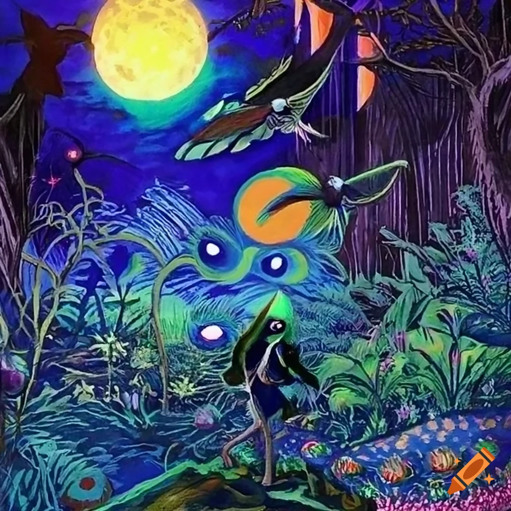 Celtic storybook illustration of a Gold and Copper Raven with a colorful iridescent Peacock cloak