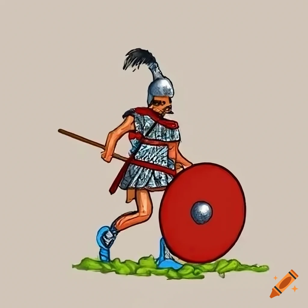 Simple 2D drawing of a battle in ancient Rome