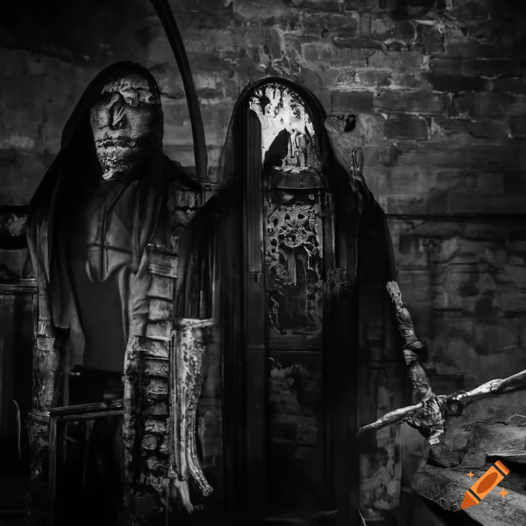 Dark distillery with a touch of skull black metal and abbaye vibes