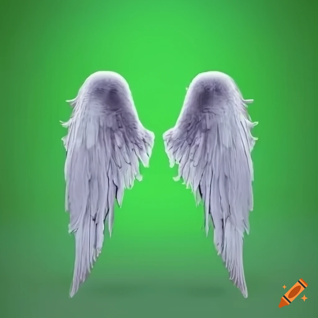 Angel wings on green screen background