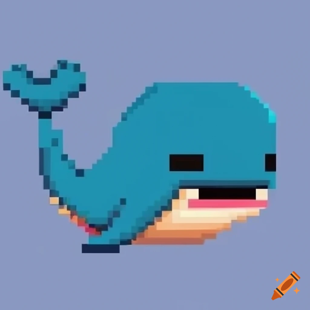 Pixel art cute whale