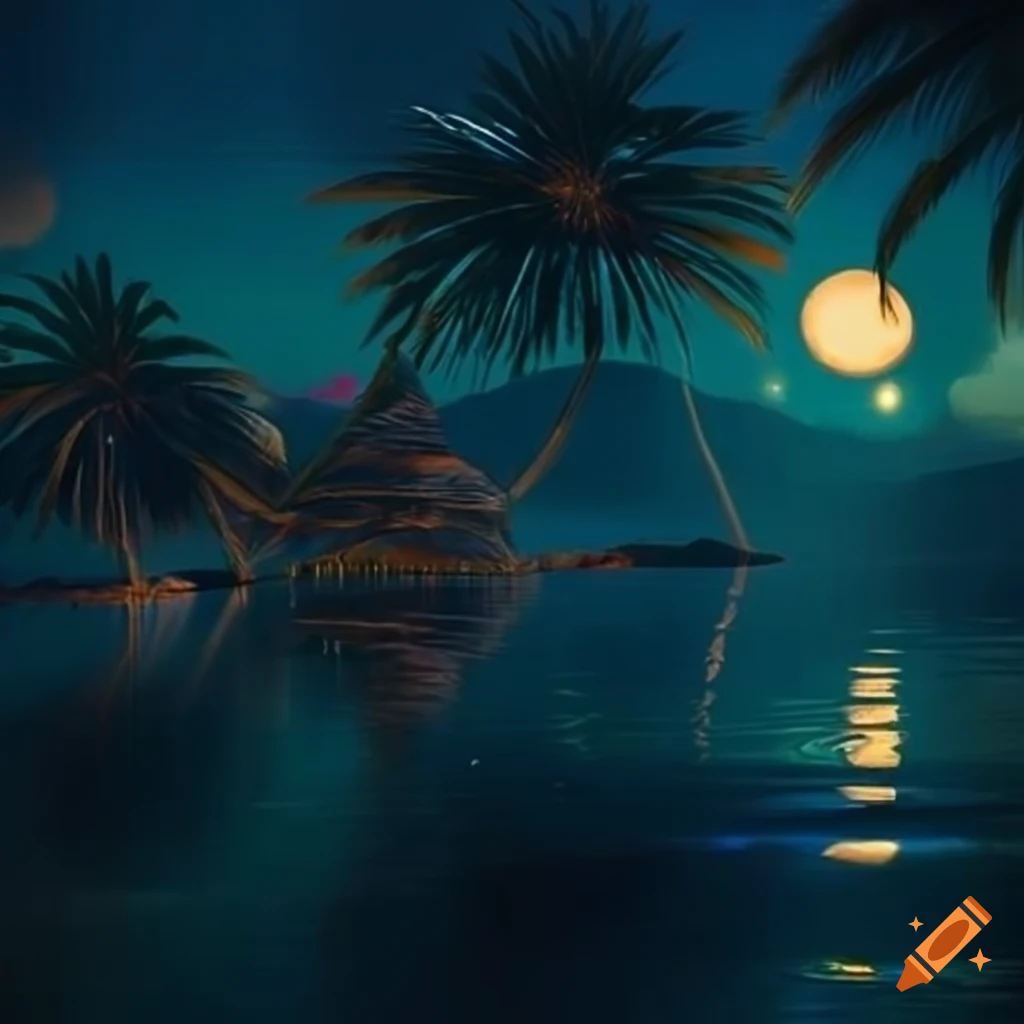 Tropical evening background for a poster