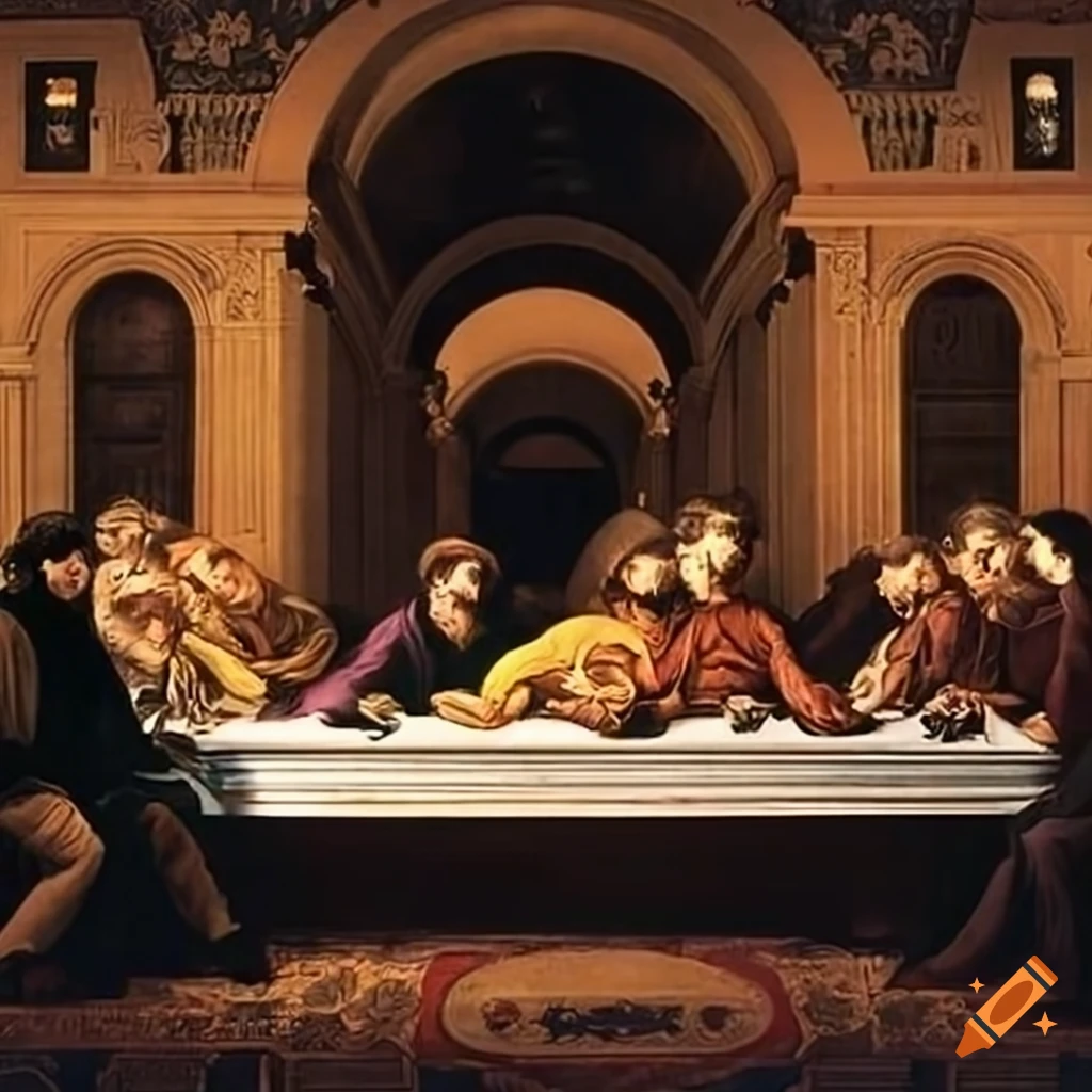 Artistic rendition of Last Supper with the Beatles among apostles on ...