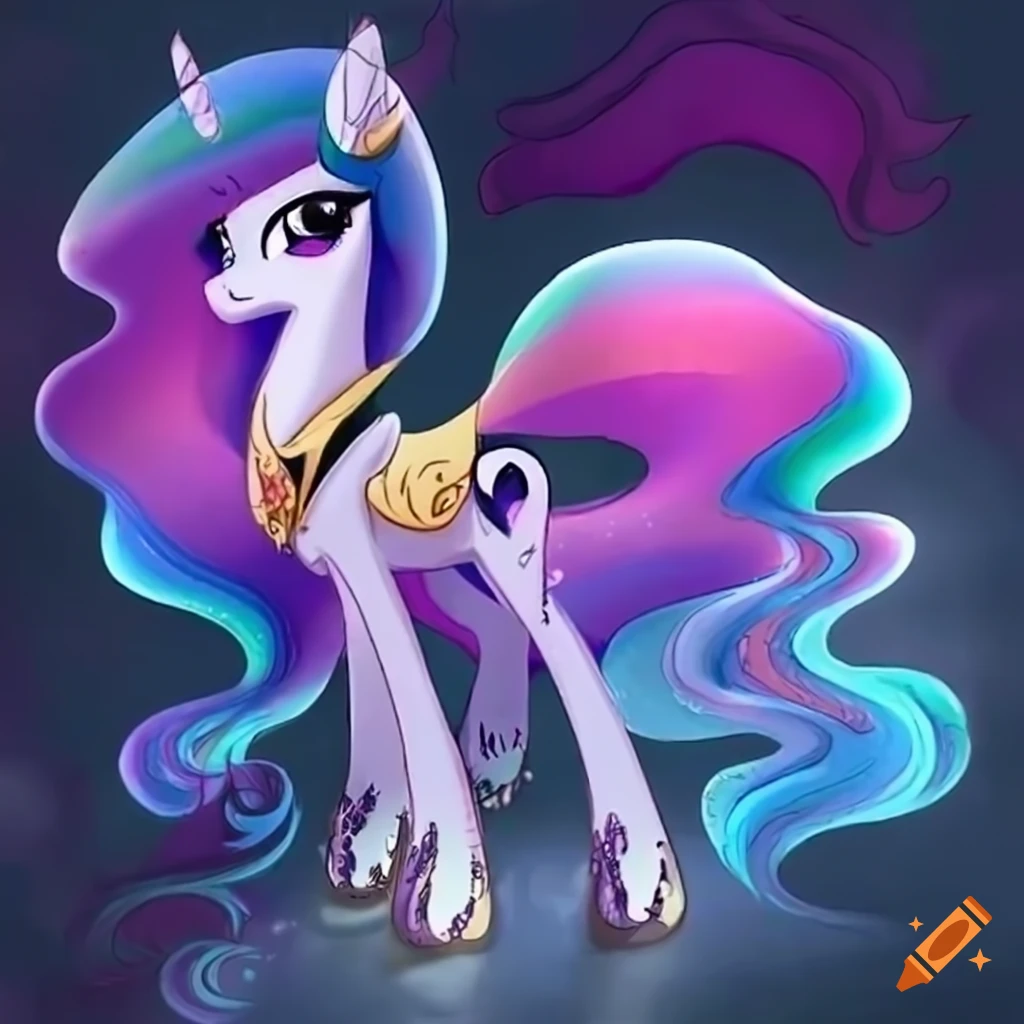 Magical ponies Luna and Celestia in a fusion image