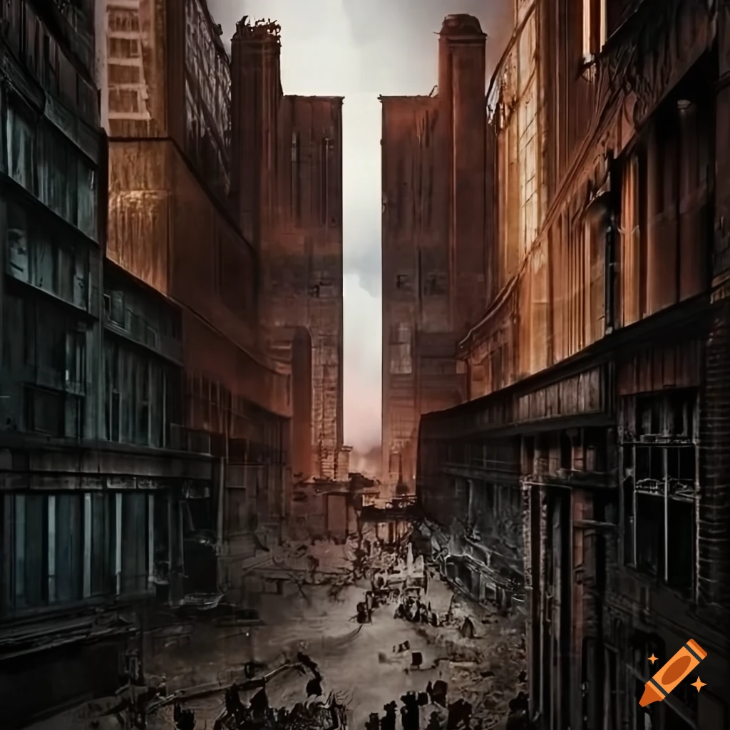 Dieselpunk factory with towering structures