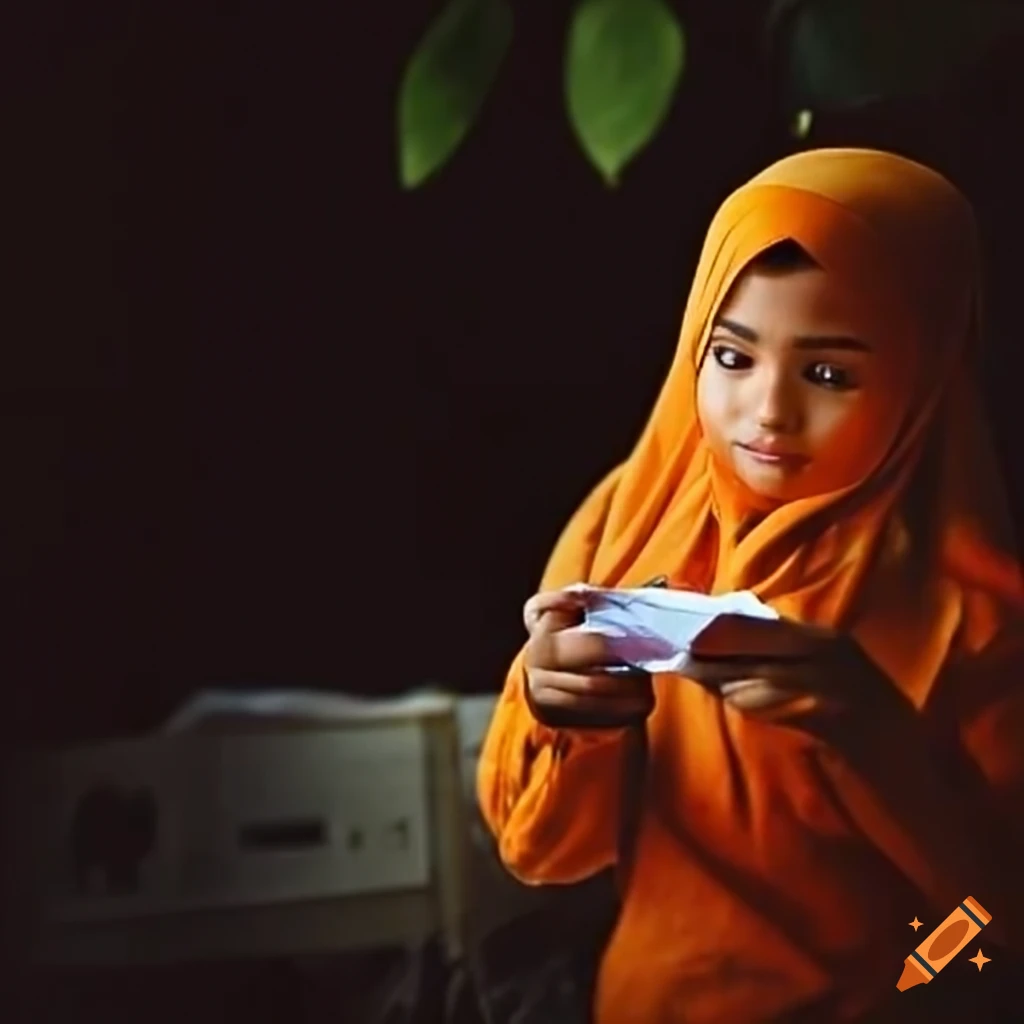 Hijab girl picking up mail