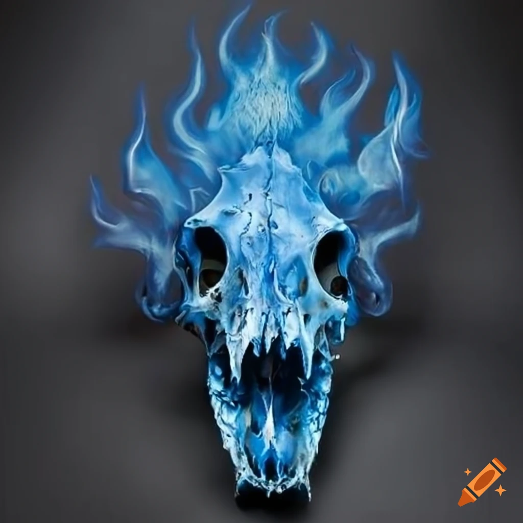 Blue fire wolf skull