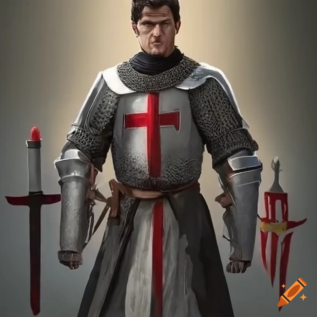 Henry Cavill and Toji Fushiguro fusion in templar knight armor with sword