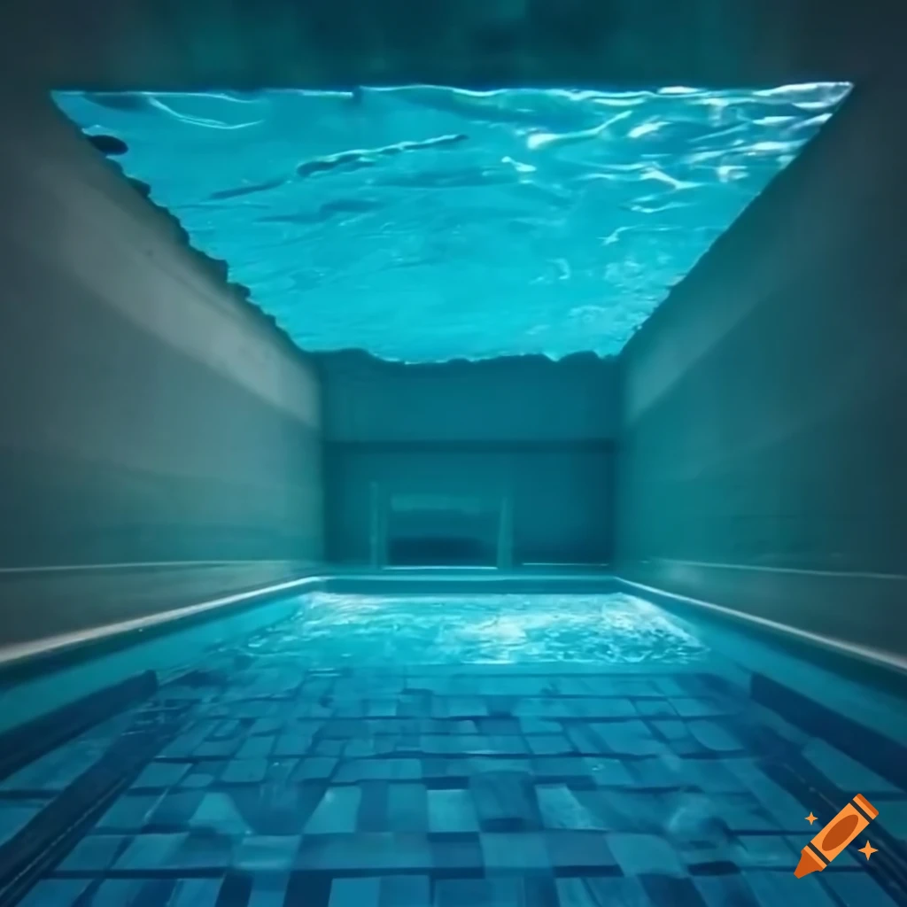 Indoor pool with deep underwater view and multiple holes