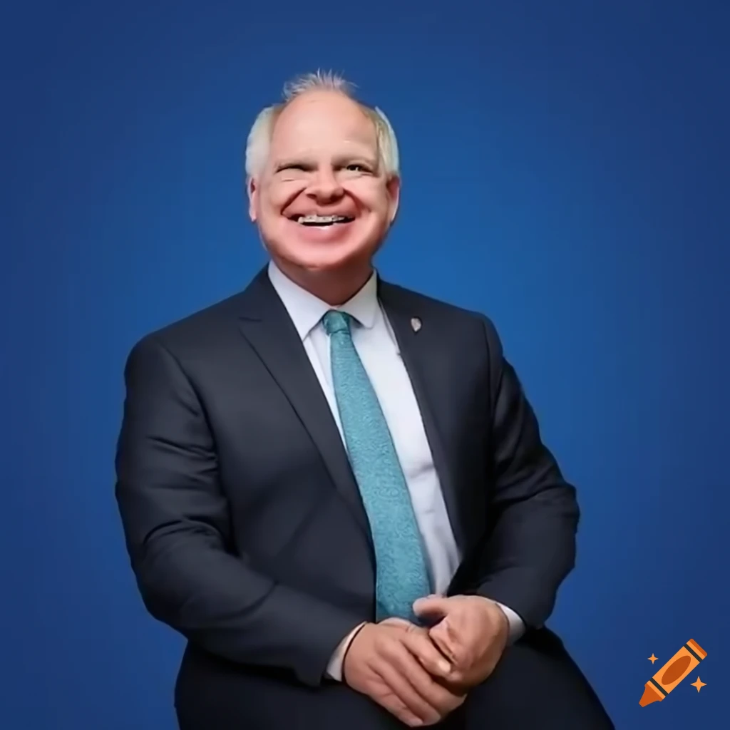 Happy Governor Tim Walz in Pixar style with vibrant background