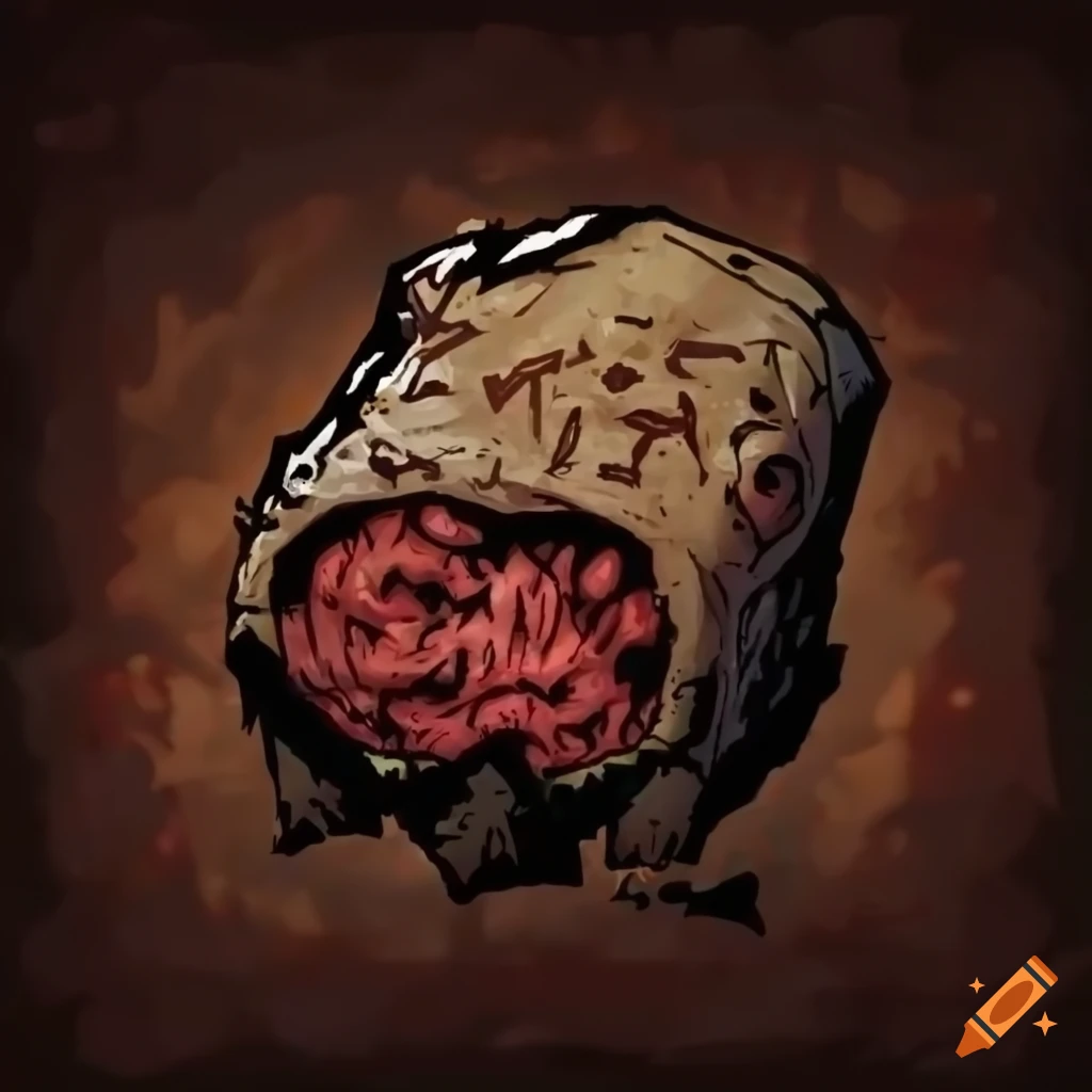 Food meat lump on square cloth in darkest dungeon art style