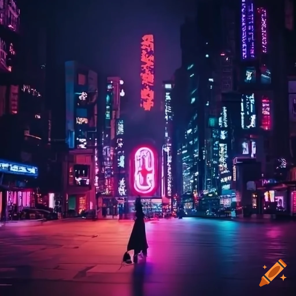 Mystical Stealer of Souls in Seoul city at neon night