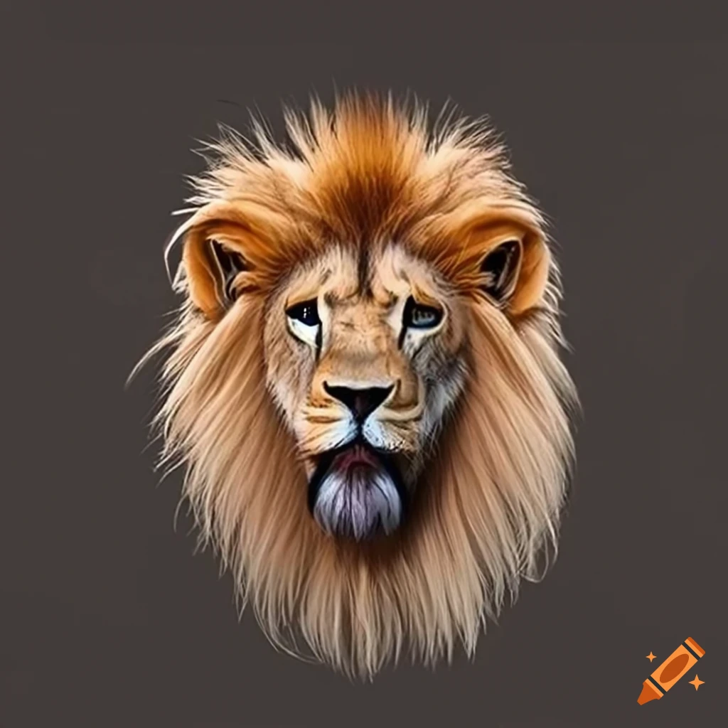 Majestic lion head with intricate mane and 'T' letter design