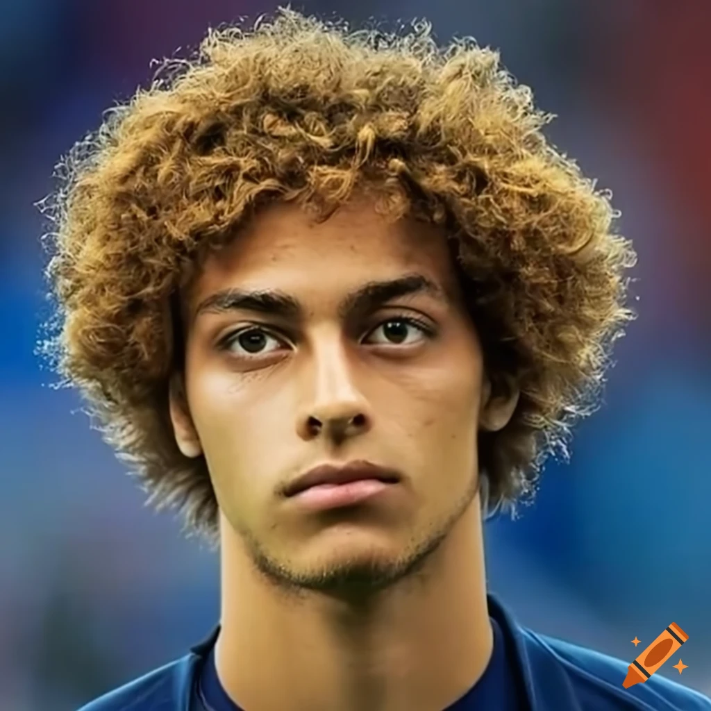 Handsome English football player with golden hair and slight beard